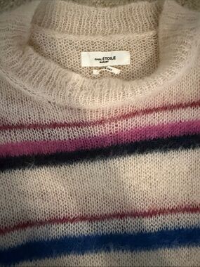 Isabel Marant Cream Sweater with Pink, Black and Blue Stripes